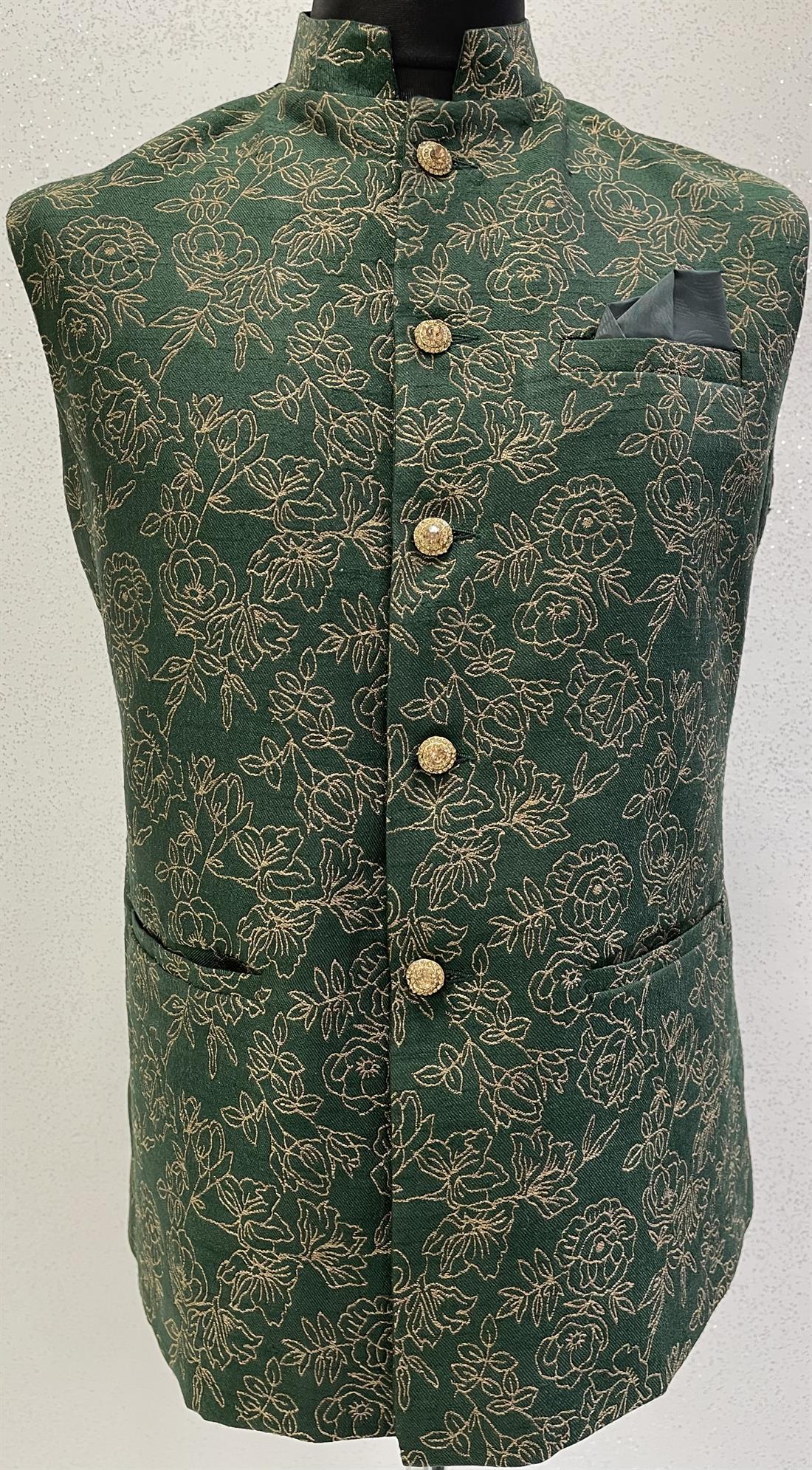 Green & Gold Mens Waistcoat