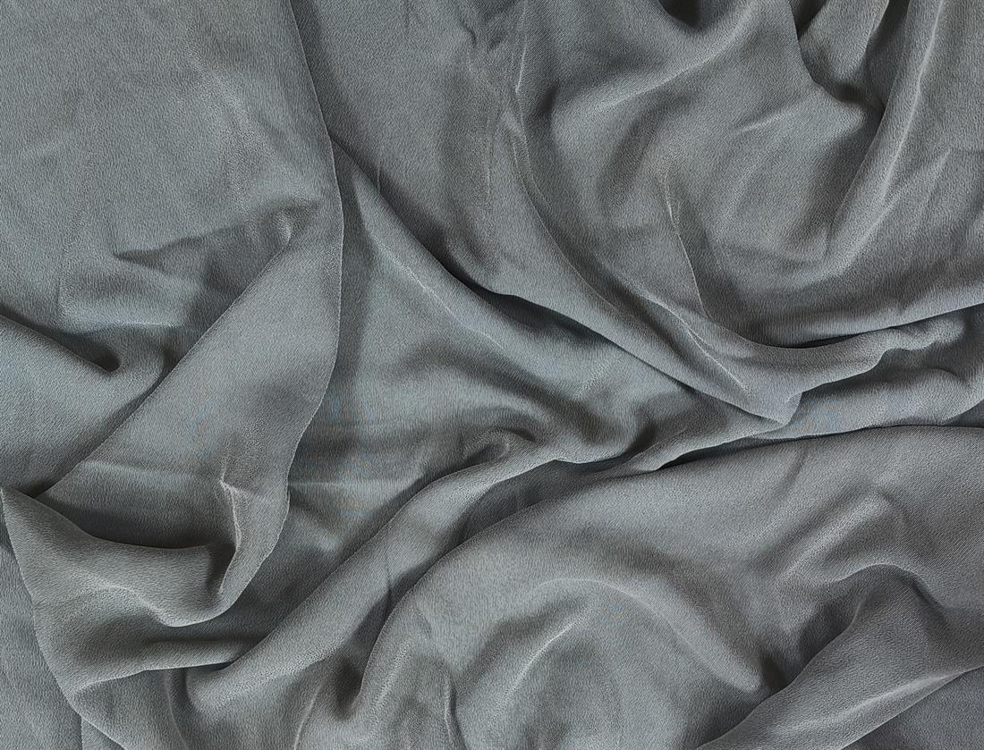 Grey Polyester Crepe Fabric