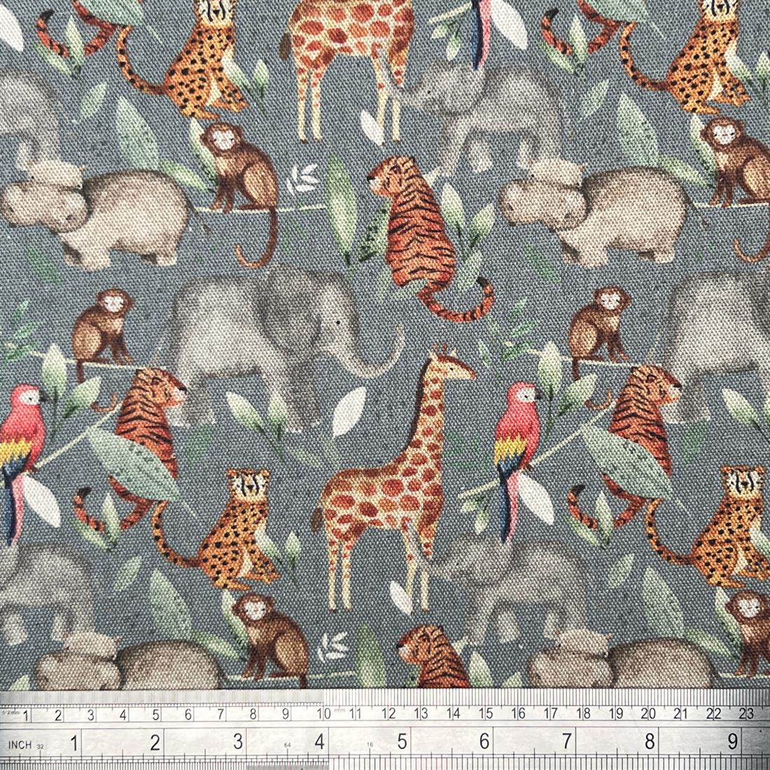 Steel Digital Print Cotton In the Rainforest