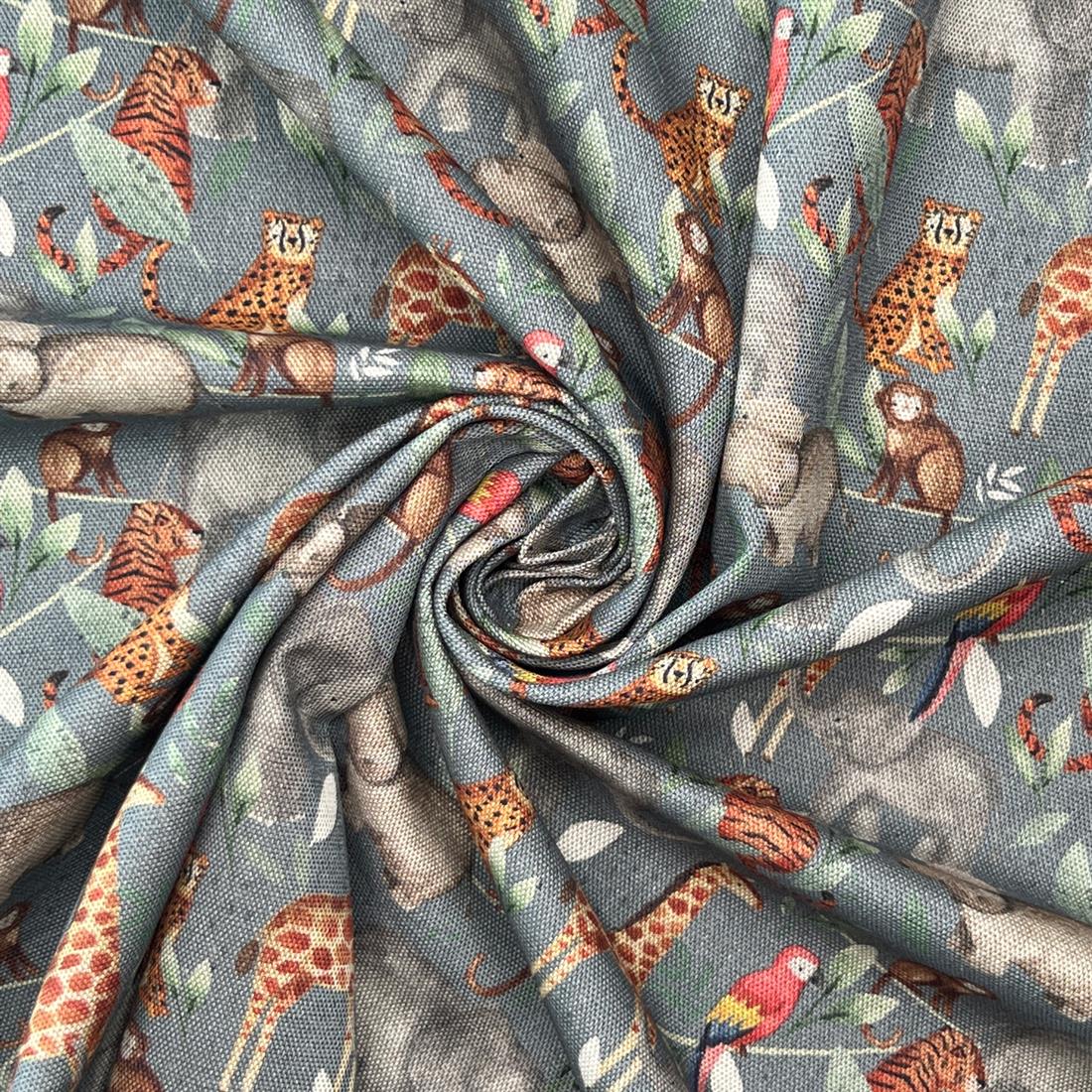 Steel Digital Print Cotton In the Rainforest
