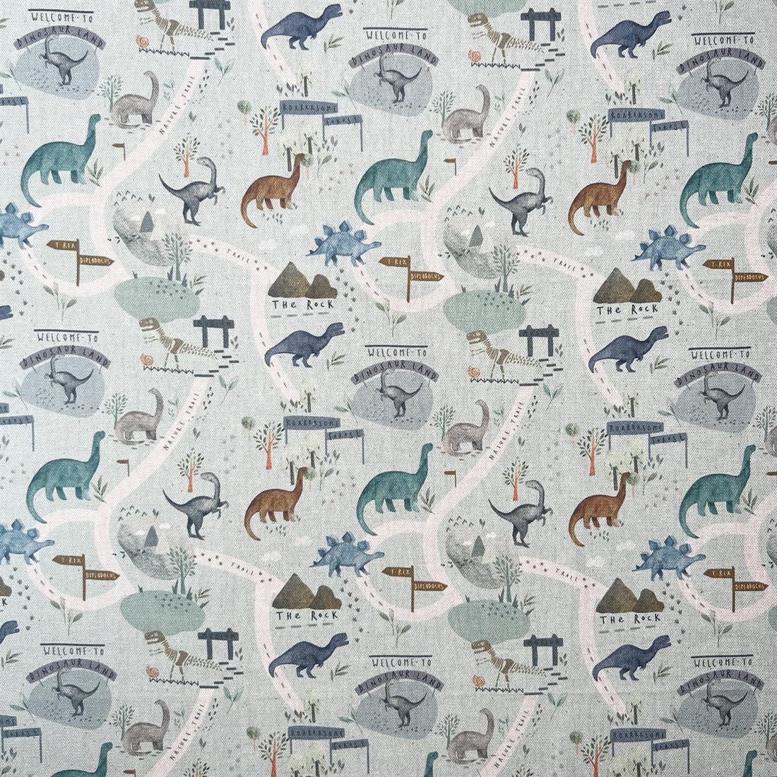 Mint Digital Print Cotton Dinosaur Land