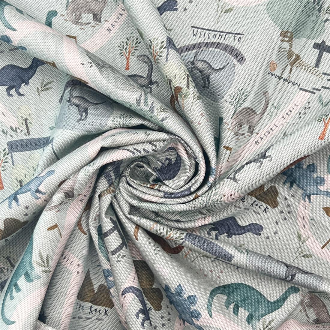 Mint Digital Print Cotton Dinosaur Land