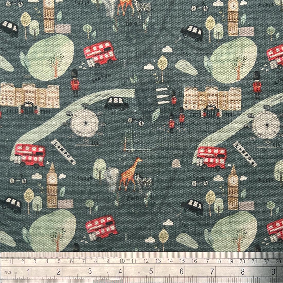 Charcoal Digital Print Cotton My Day in London