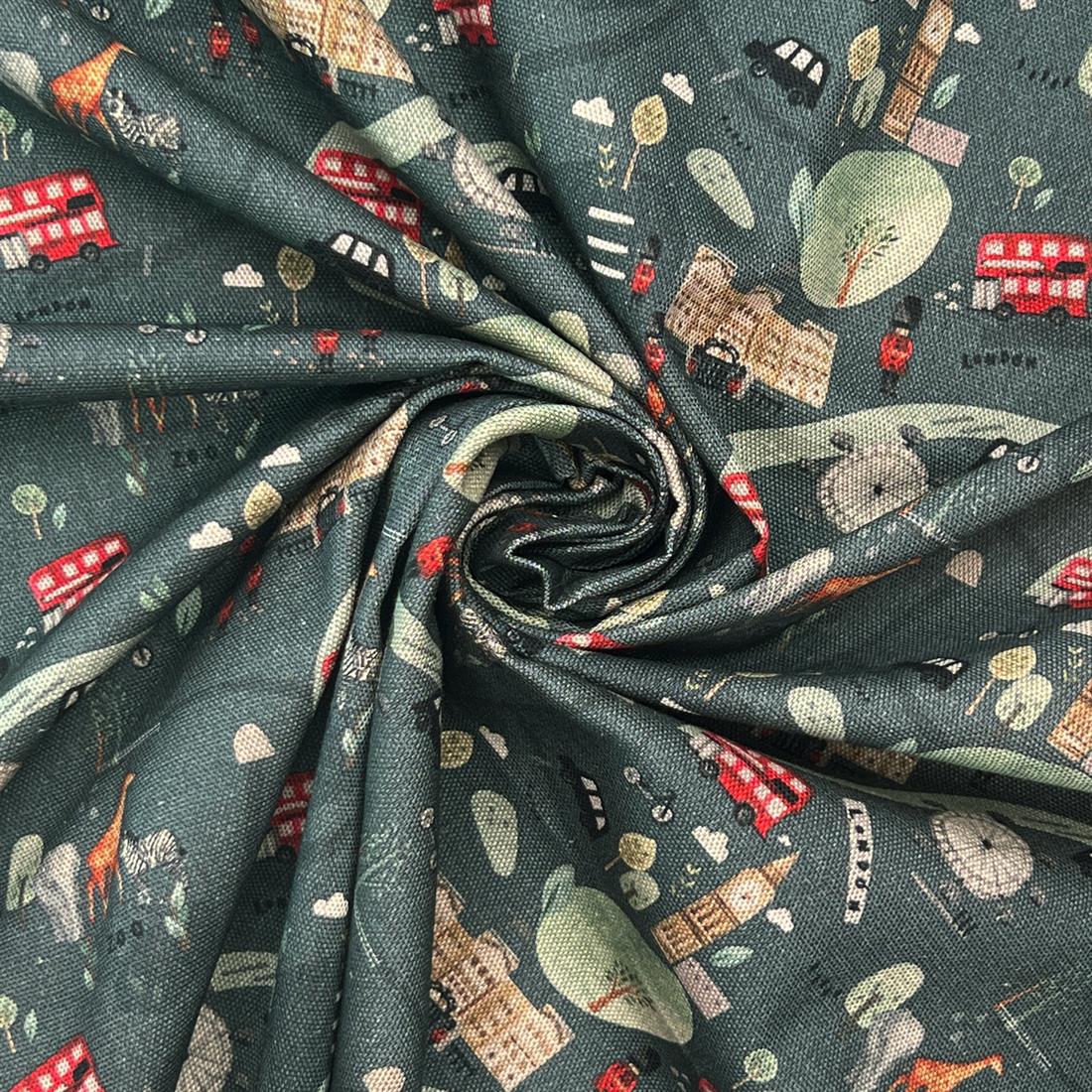 Charcoal Digital Print Cotton My Day in London