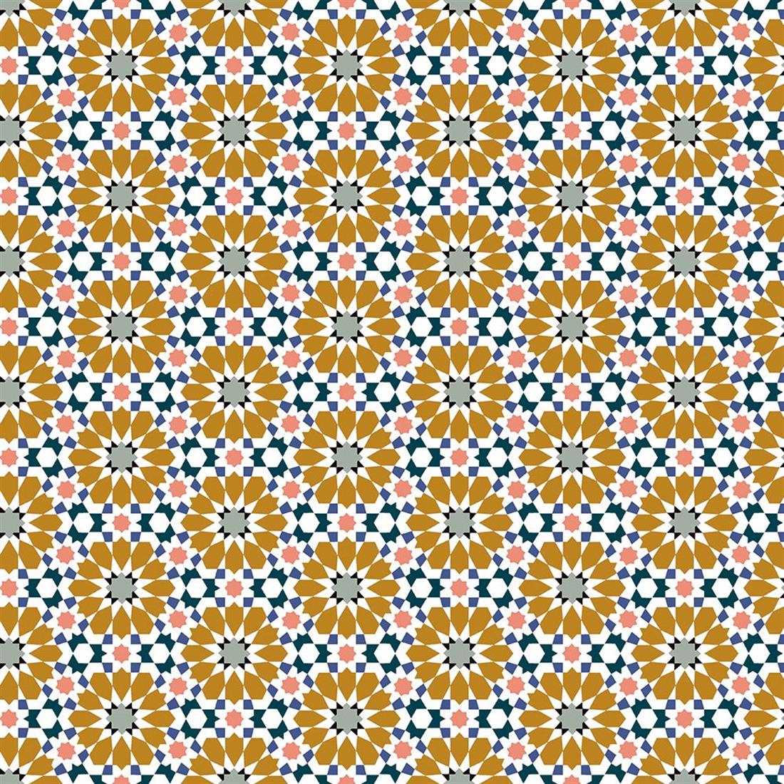 Gold Printed Block Floral - Heavy Duty Waterproof Pvc Coated Vinyl Fabric