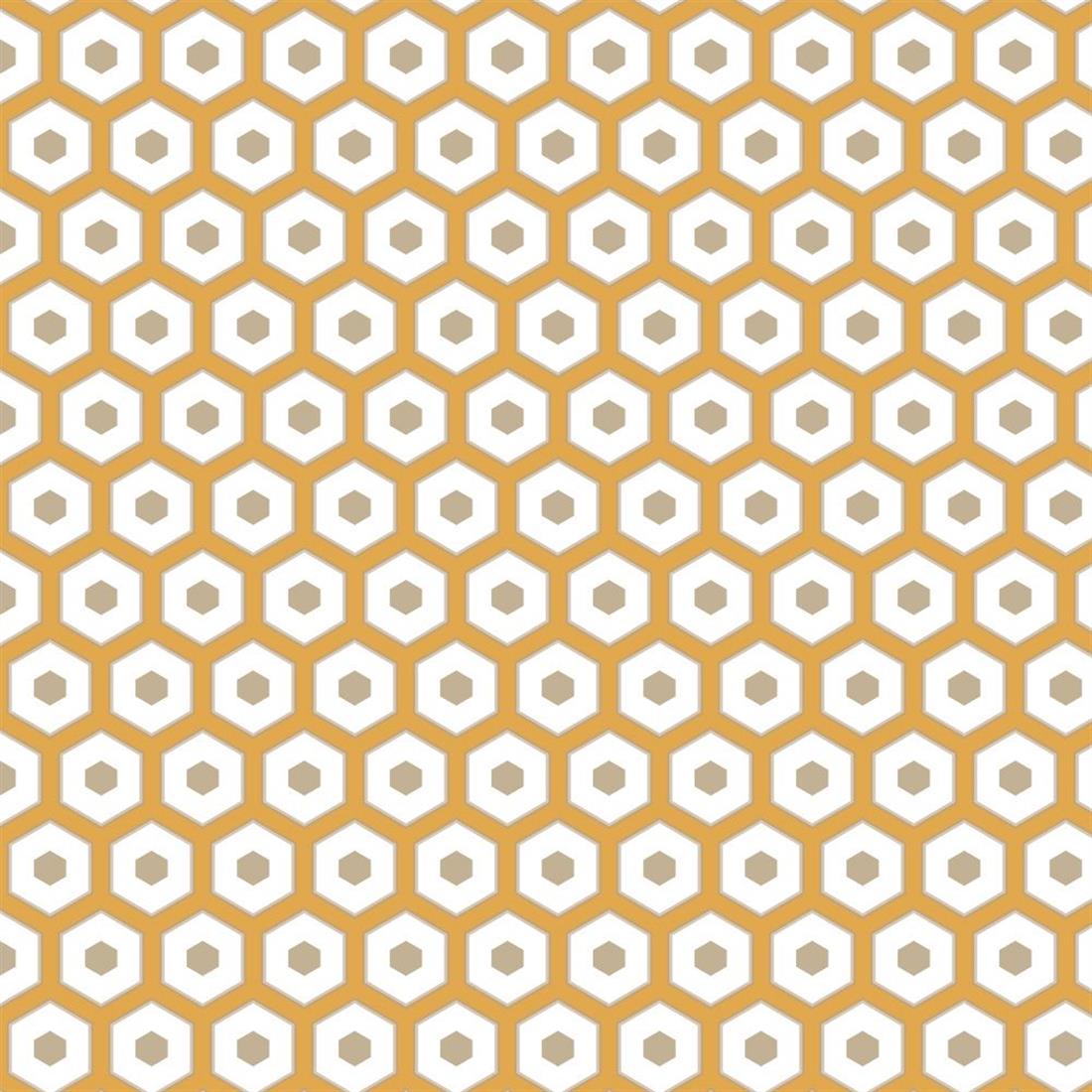 Ochre Printed Honeycombe - Heavy Duty Waterproof Pvc Coated Vinyl Fabric