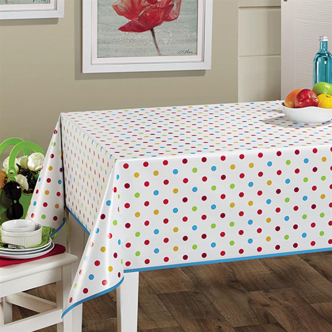 Multicolour Printed Polka Dot - Heavy Duty Waterproof Pvc Coated Vinyl Fabric