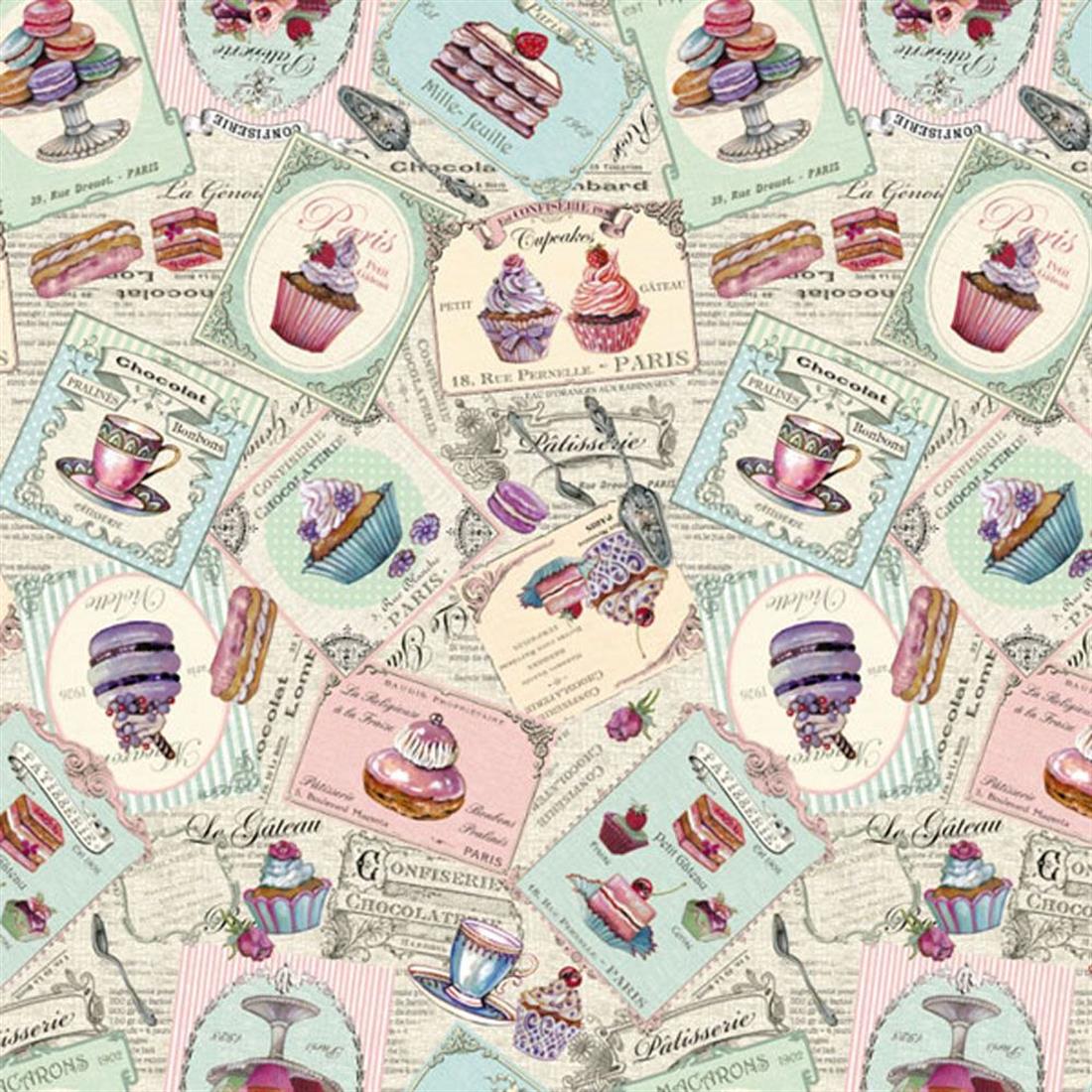 Printed Patisserie - Heavy Duty Waterproof Pvc Coated Vinyl Fabric