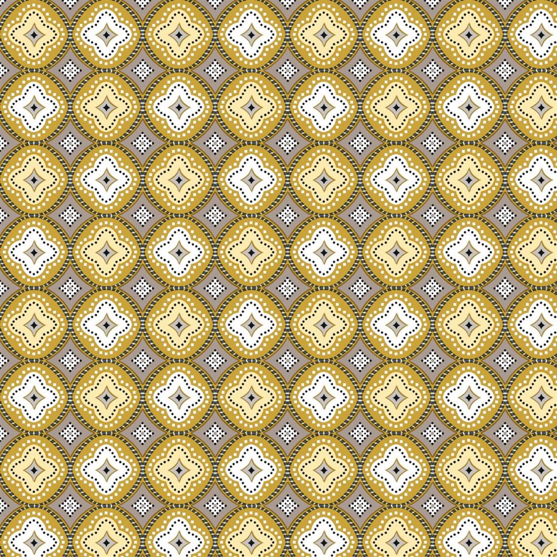 Ochre Printed Block Dobby - Heavy Duty Waterproof Pvc Coated Vinyl Fabric