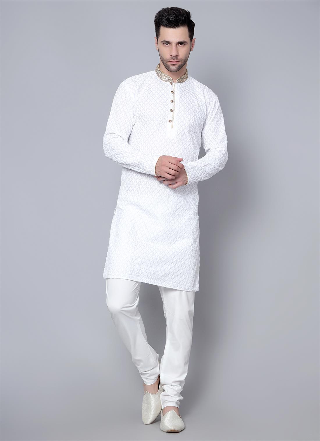 White Kurta Comes with a Matching Plain Pyjama