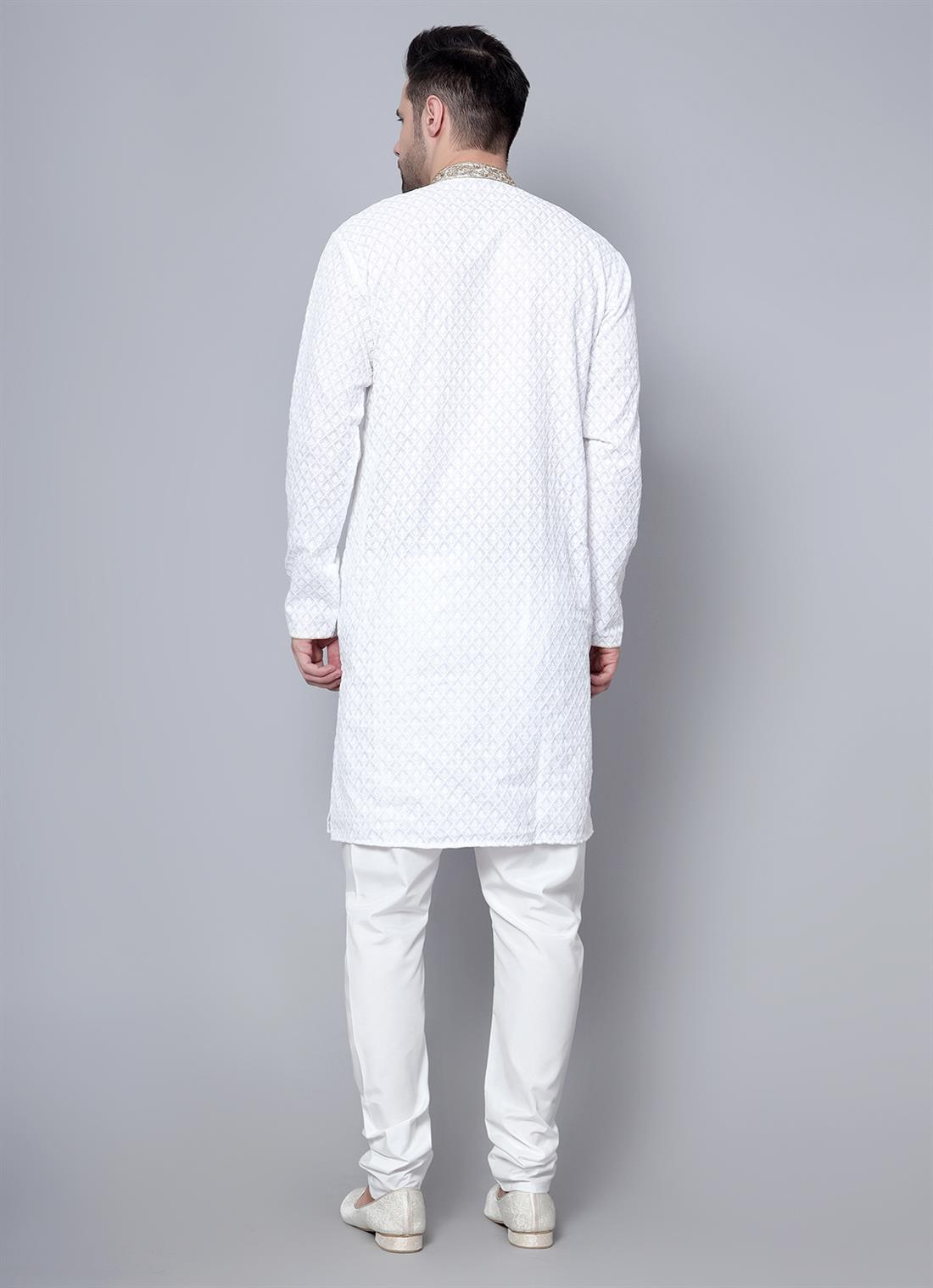 White Kurta Comes with a Matching Plain Pyjama
