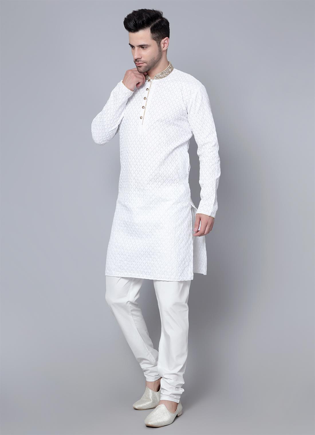 White Kurta Comes with a Matching Plain Pyjama