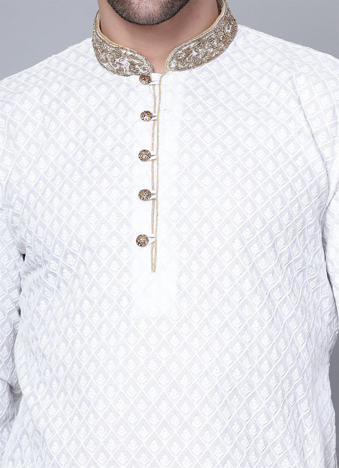White Kurta Comes with a Matching Plain Pyjama
