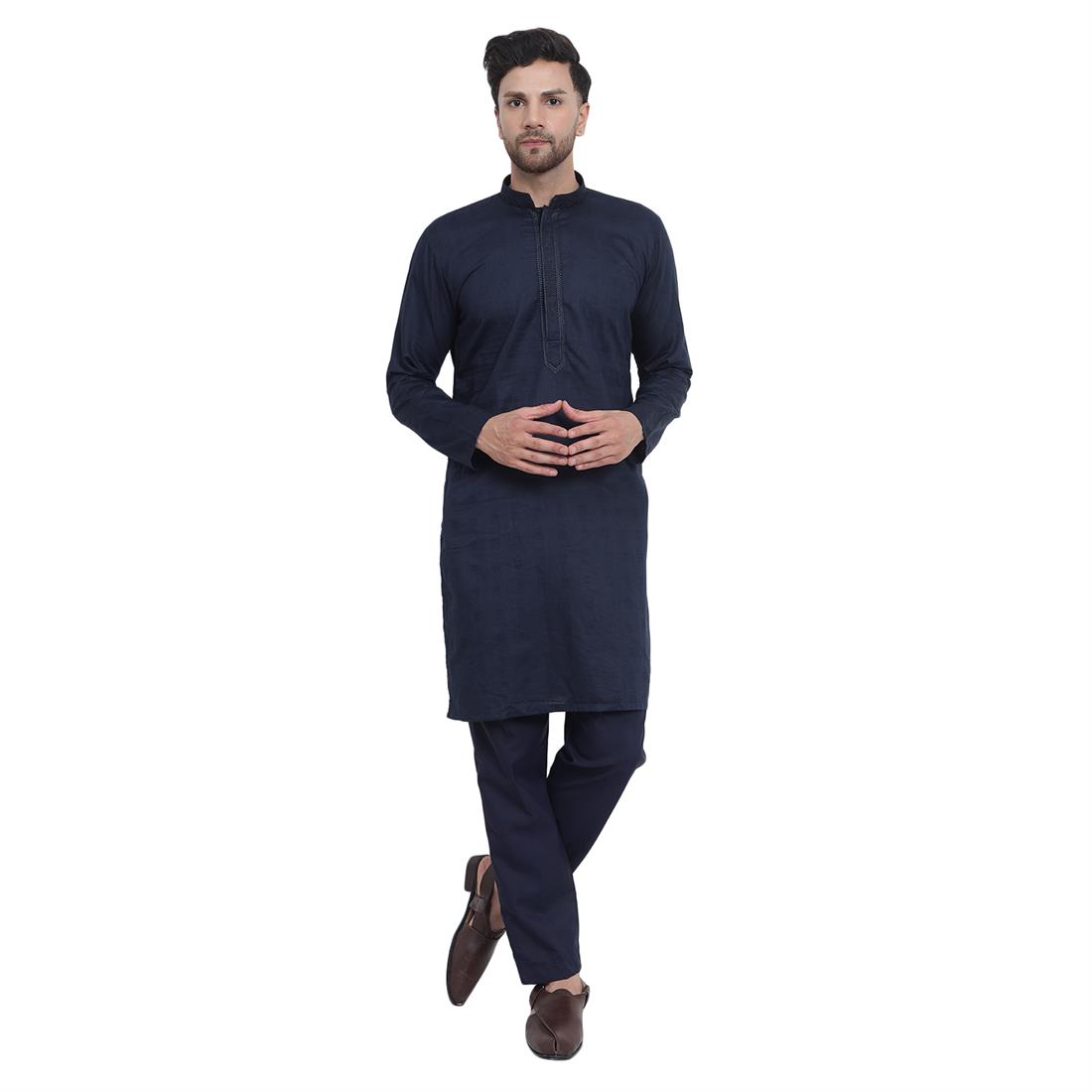 Mens Poly Blended Kurta pyjama set