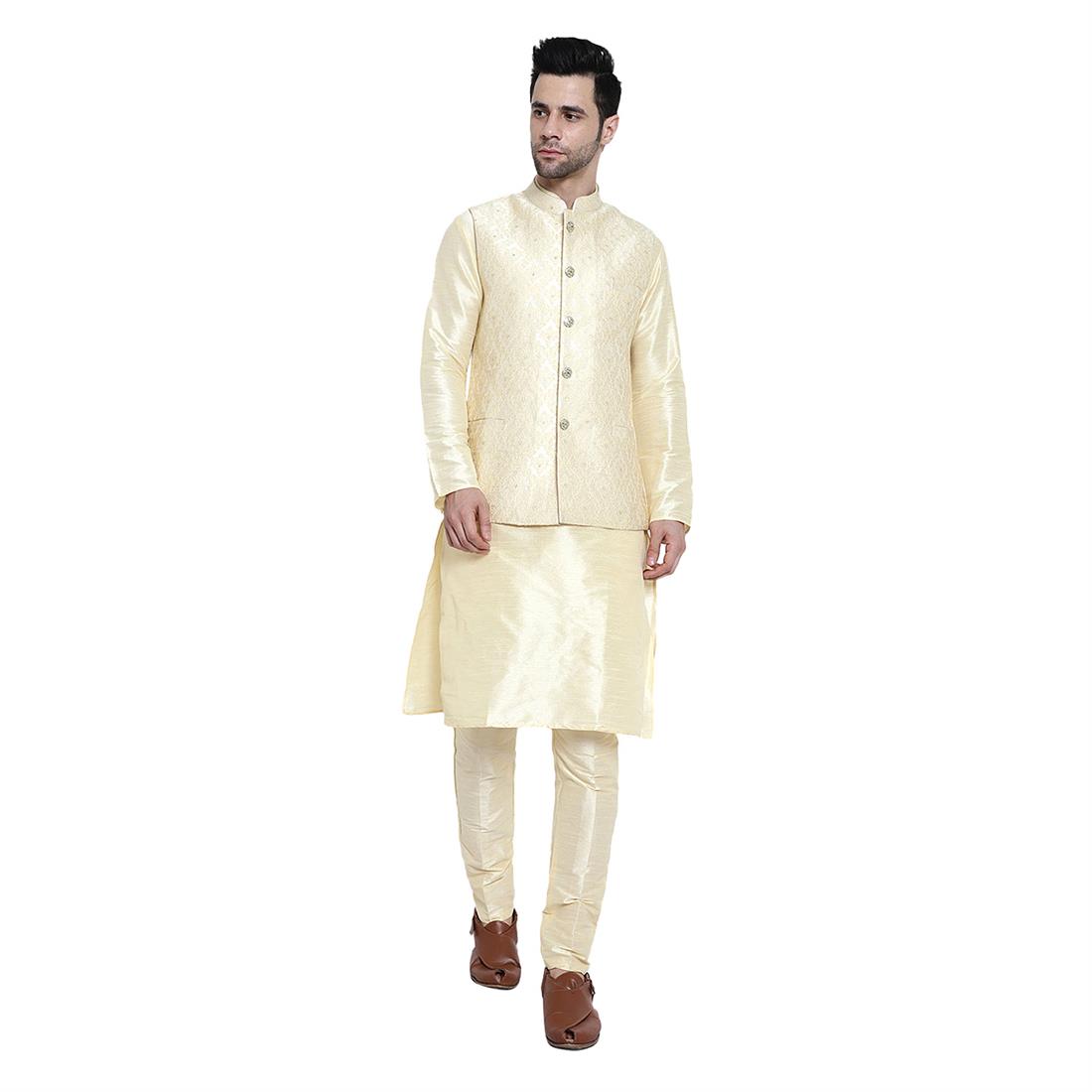 Gold Mens Brocade Waistcoat