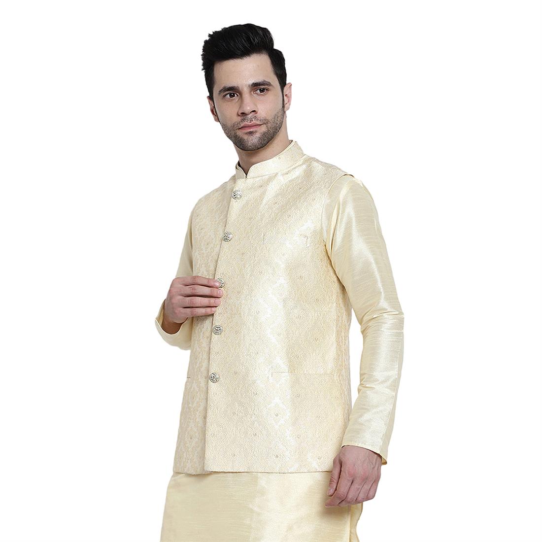 Gold Mens Brocade Waistcoat