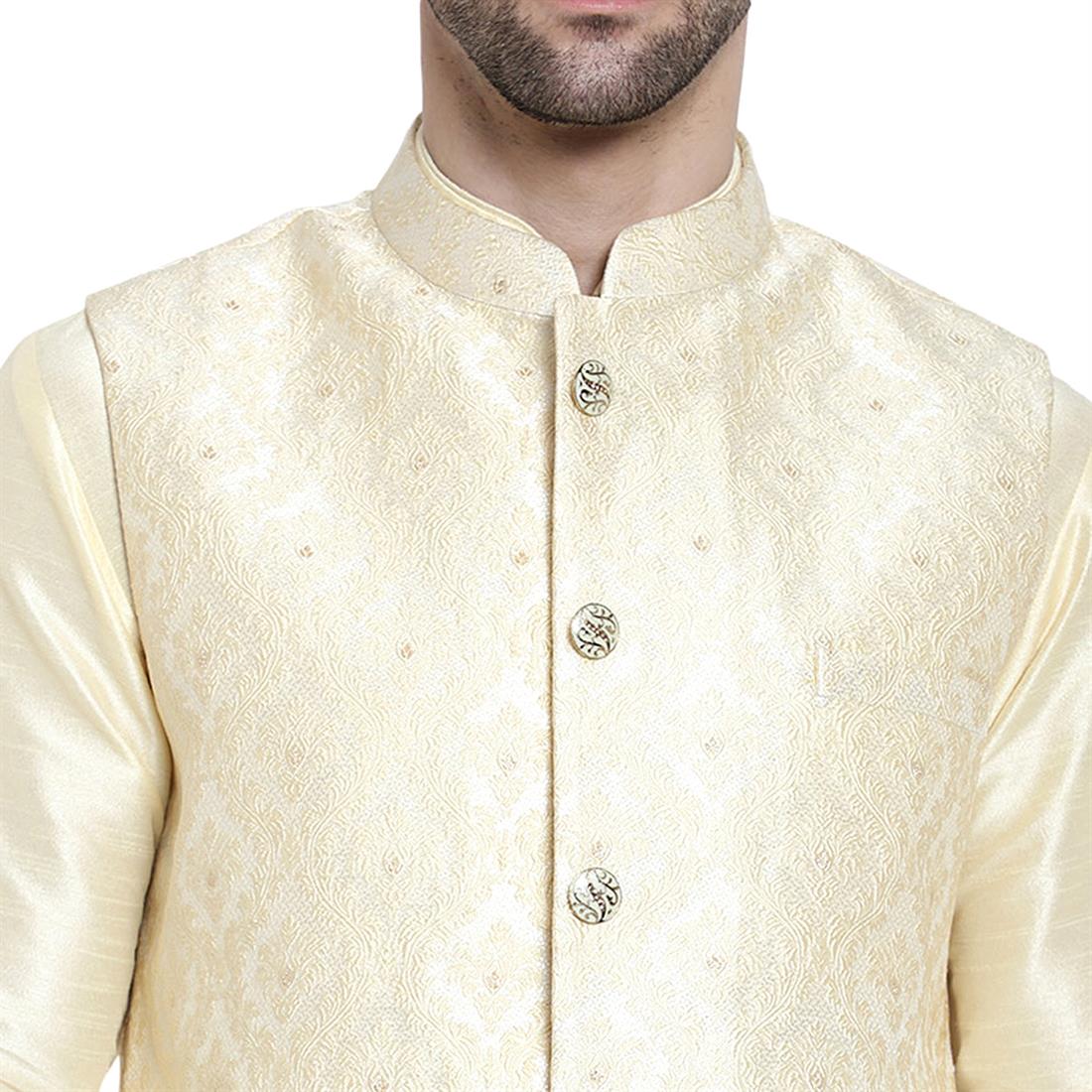 Gold Mens Brocade Waistcoat