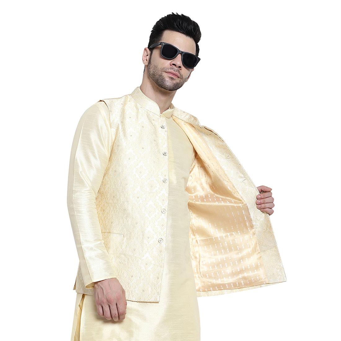 Gold Mens Brocade Waistcoat
