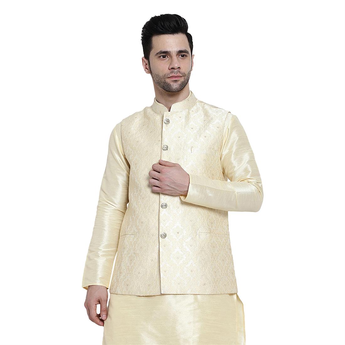 Gold Mens Brocade Waistcoat