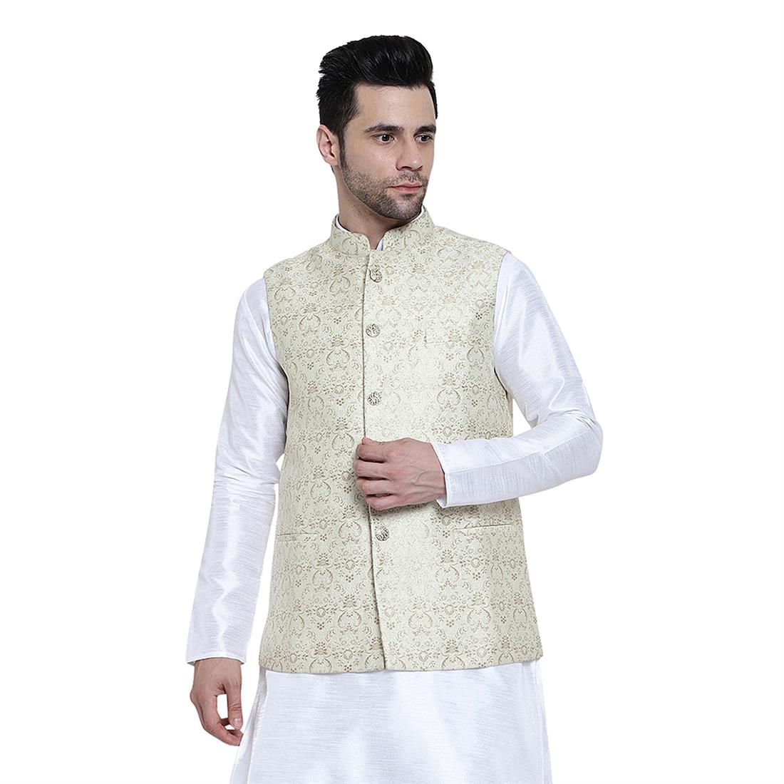 Gold Mens Brocade Waistcoat