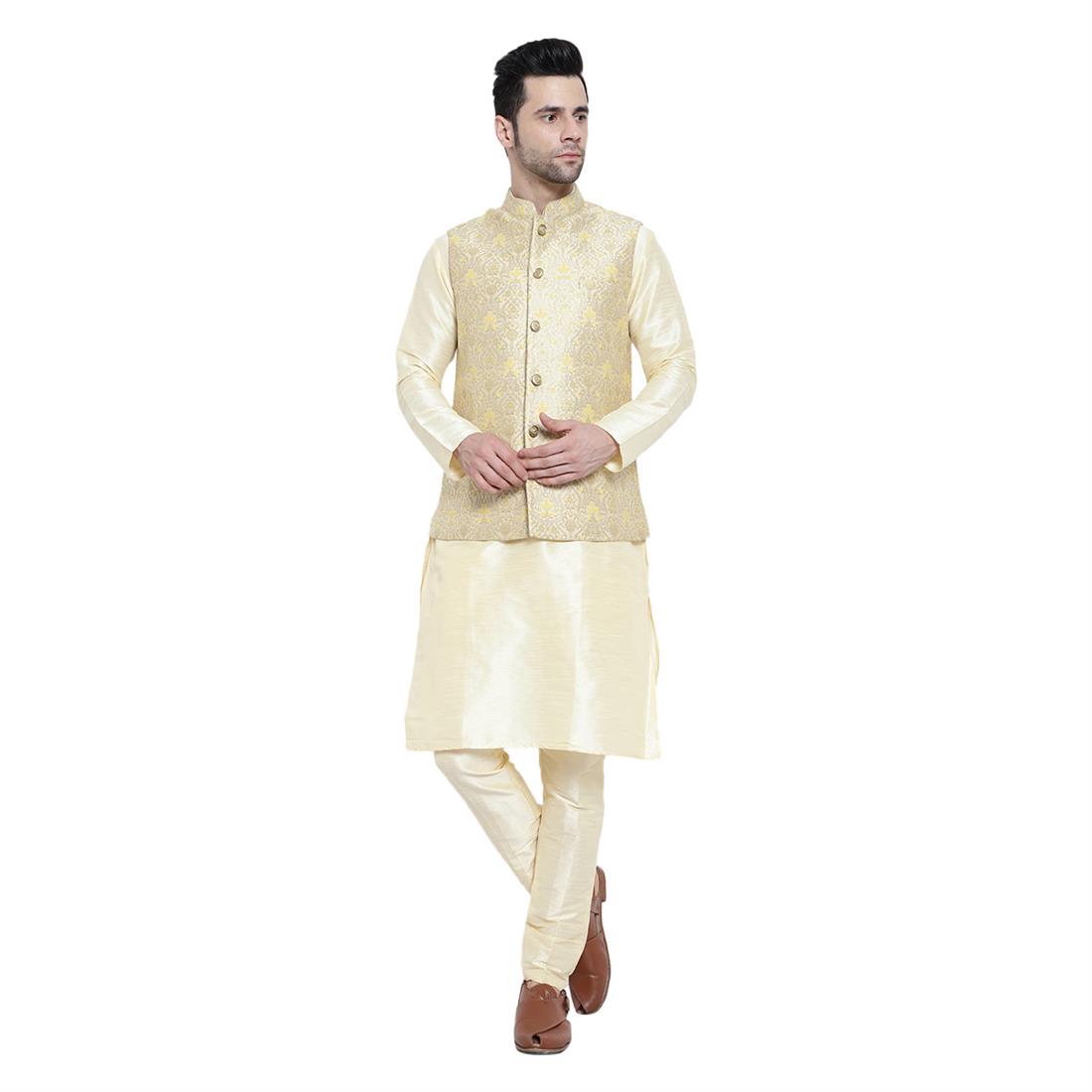 Gold Mens Brocade Waistcoat