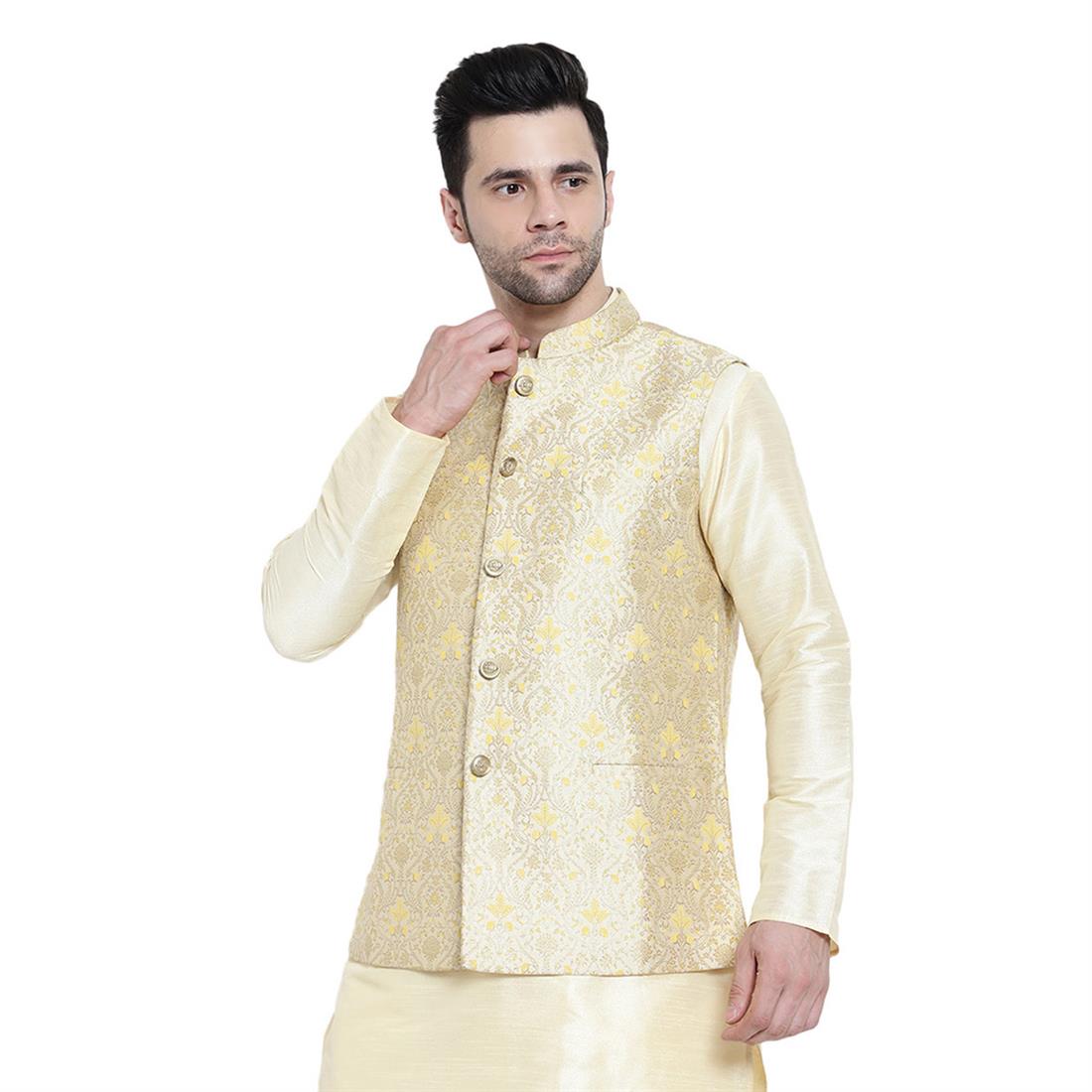 Gold Mens Brocade Waistcoat