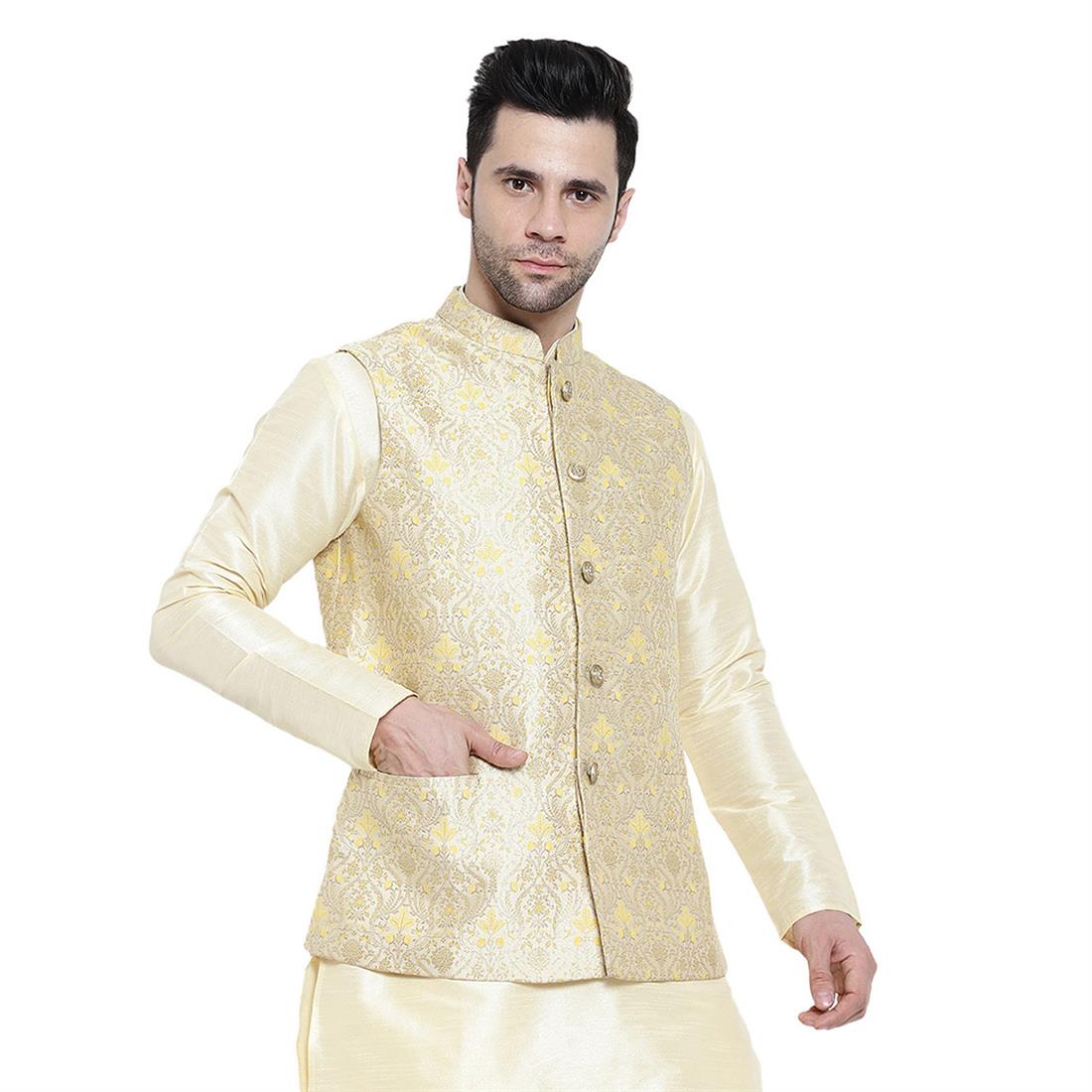 Gold Mens Brocade Waistcoat