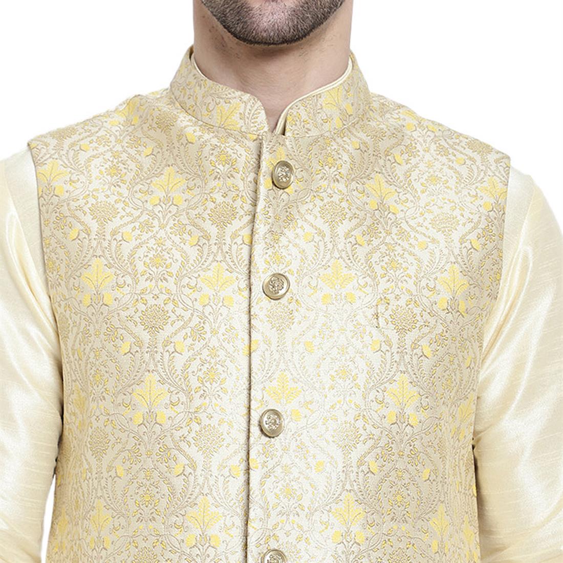 Gold Mens Brocade Waistcoat