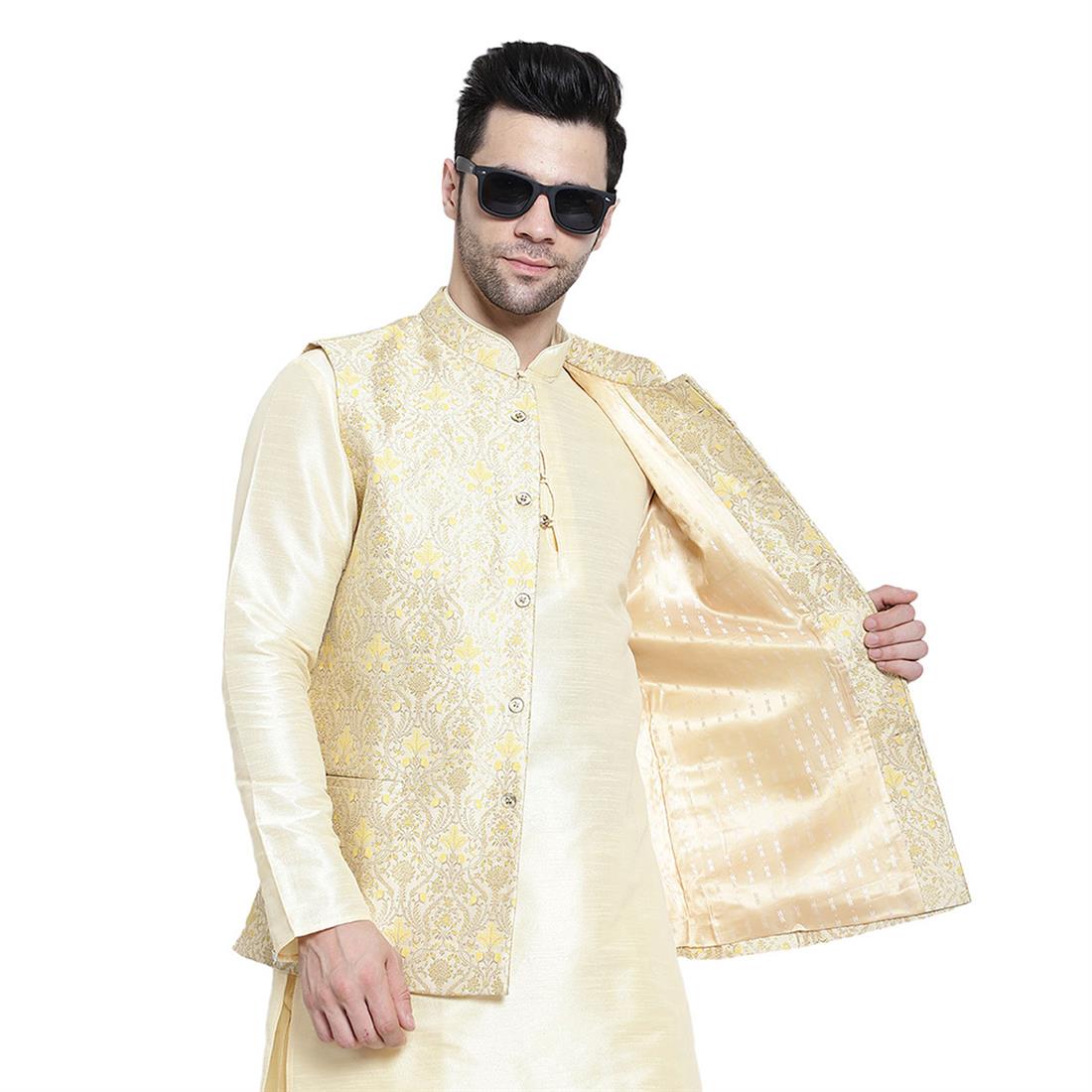 Gold Mens Brocade Waistcoat