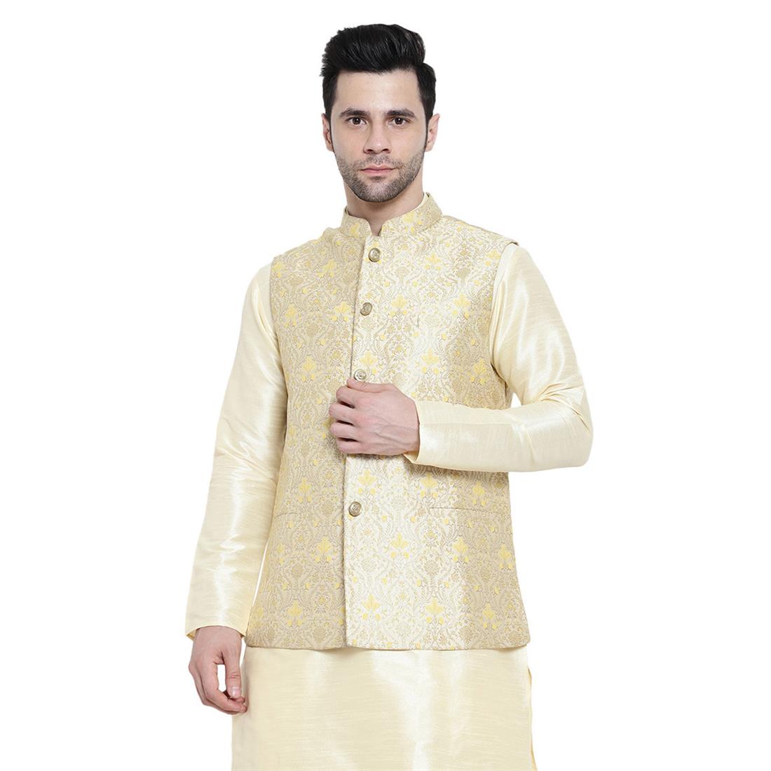Gold Mens Brocade Waistcoat