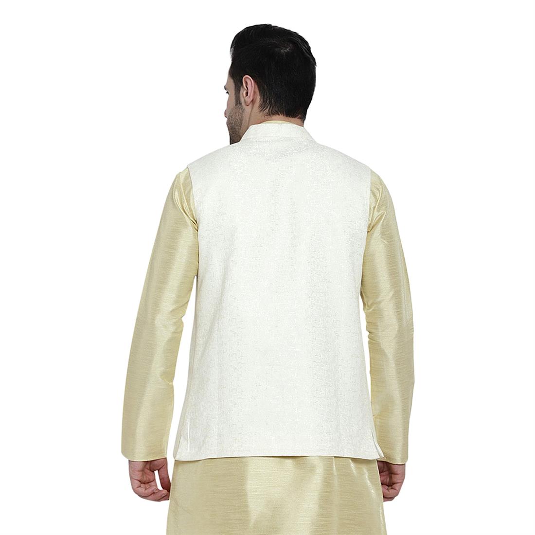 Cream Mens Brocade Waistcoat