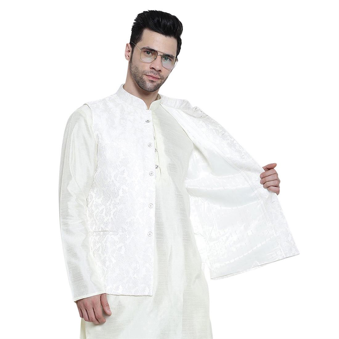 Off White Mens Brocade Waistcoat