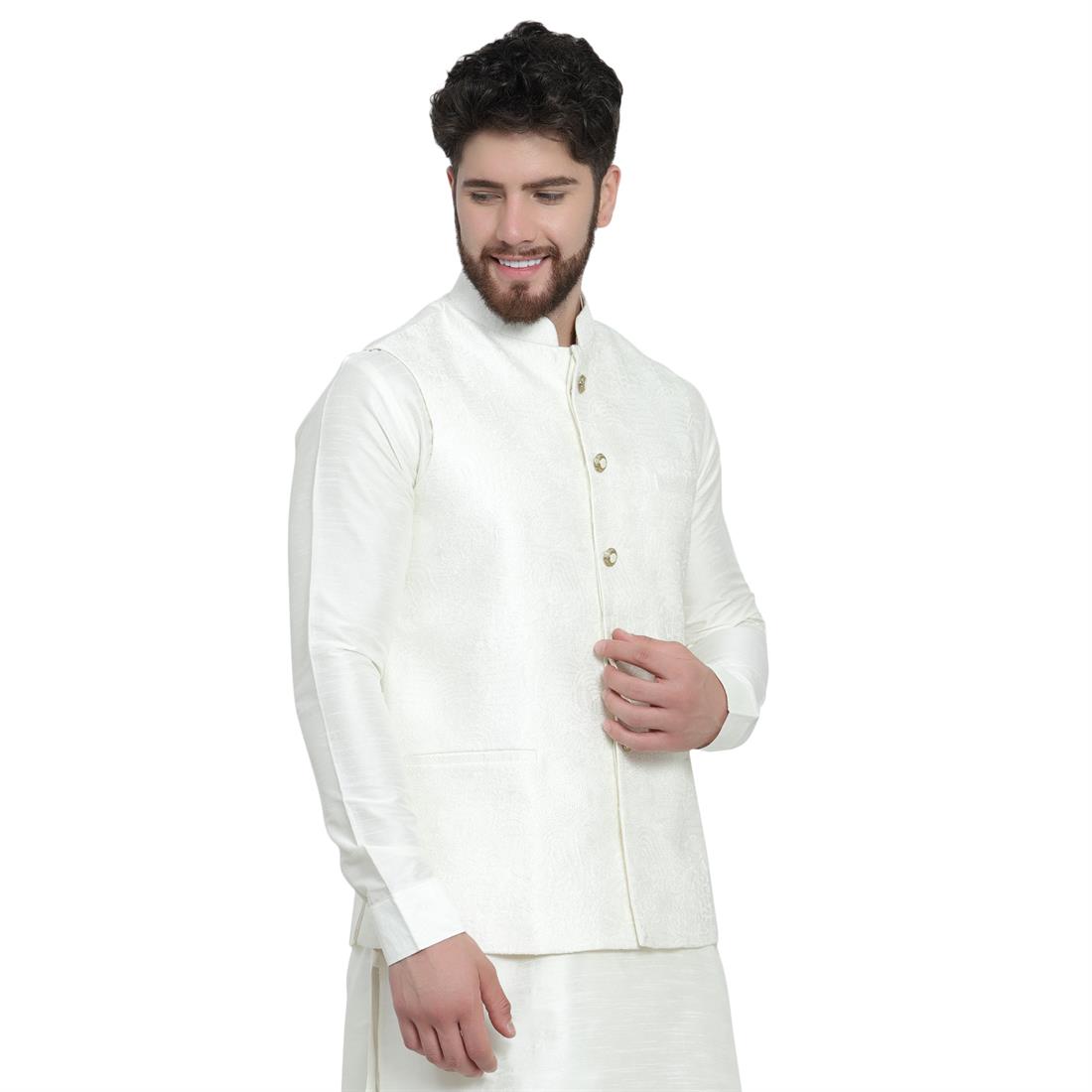 Off White Mens Brocade Waistcoat
