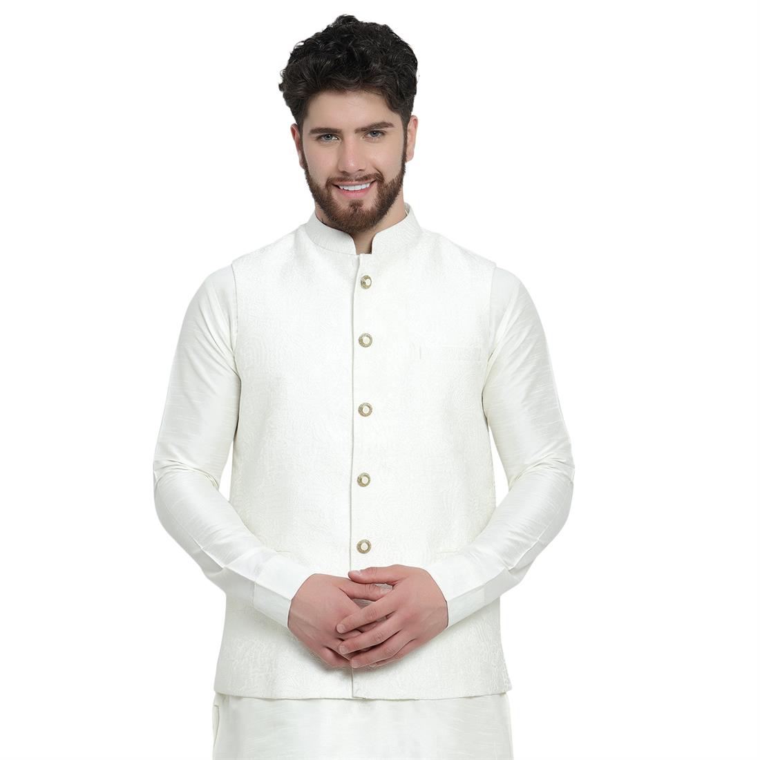 Off White Mens Brocade Waistcoat
