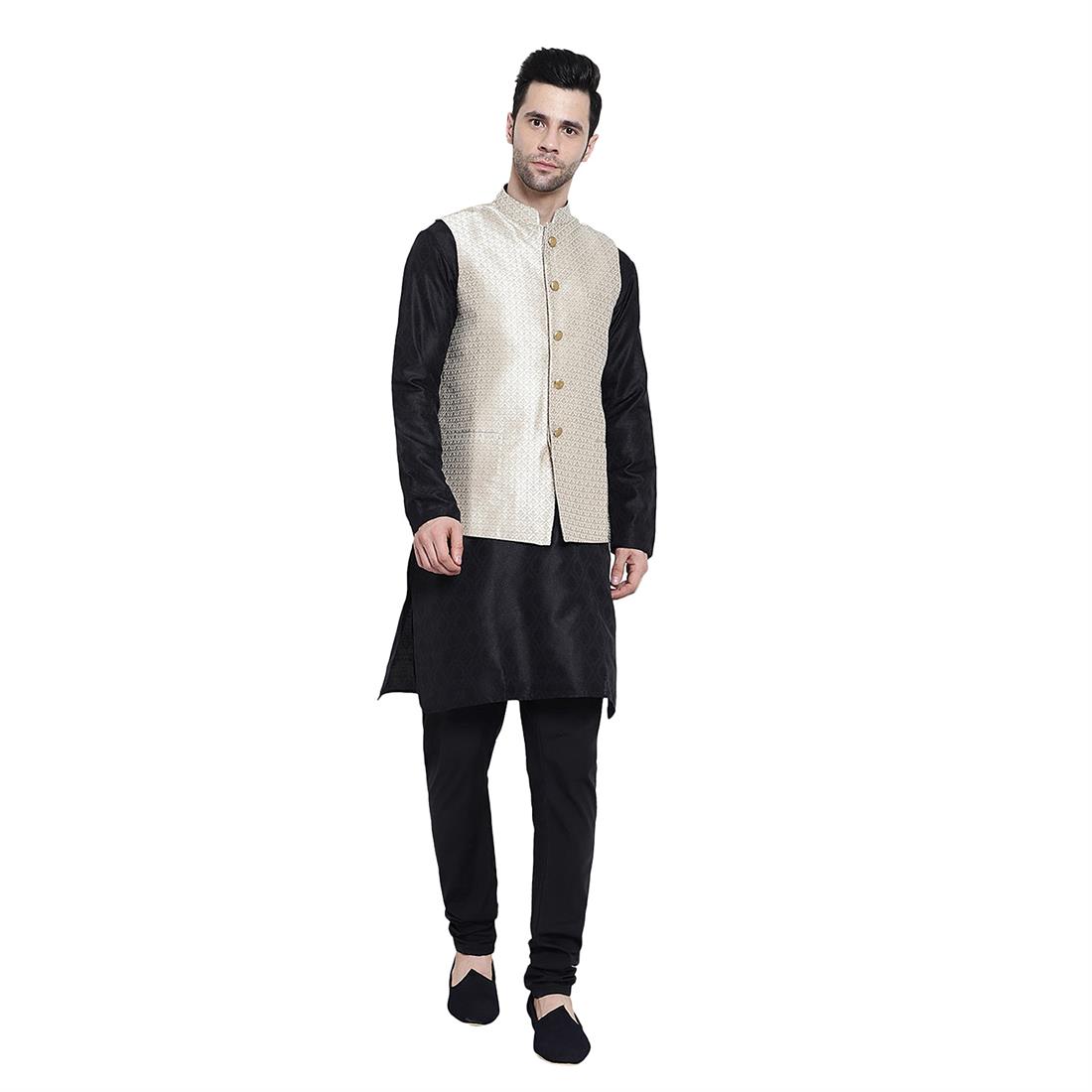 Gold Mens Brocade Waistcoat
