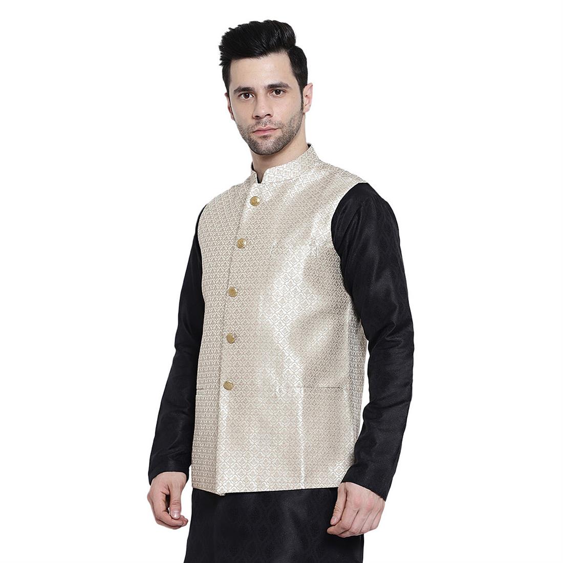 Gold Mens Brocade Waistcoat