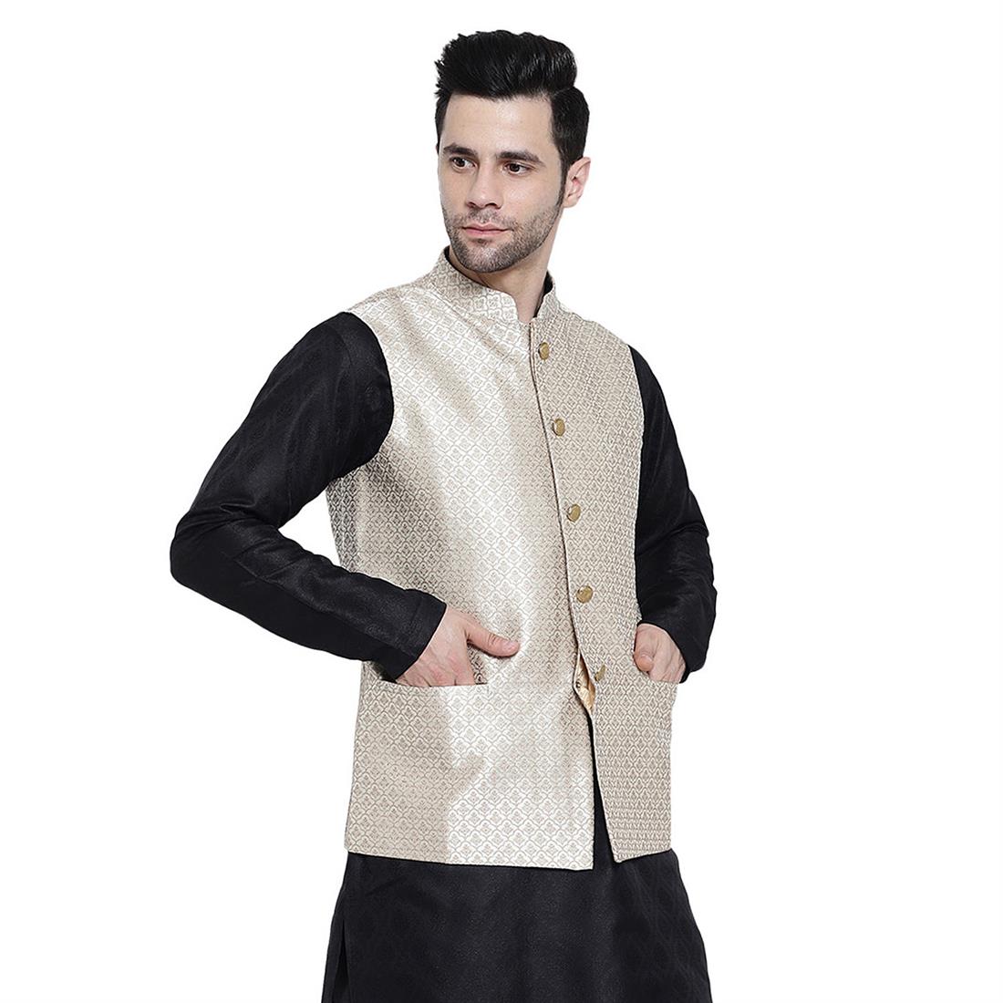 Gold Mens Brocade Waistcoat