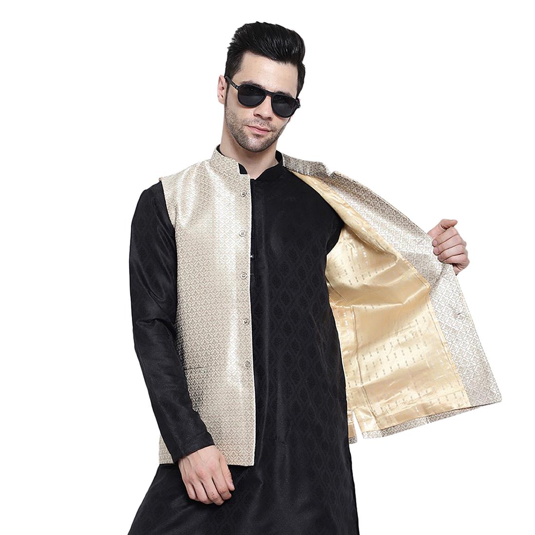 Gold Mens Brocade Waistcoat