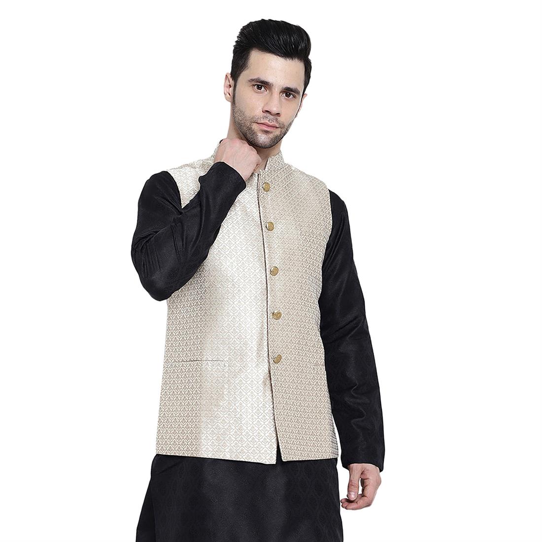 Gold Mens Brocade Waistcoat