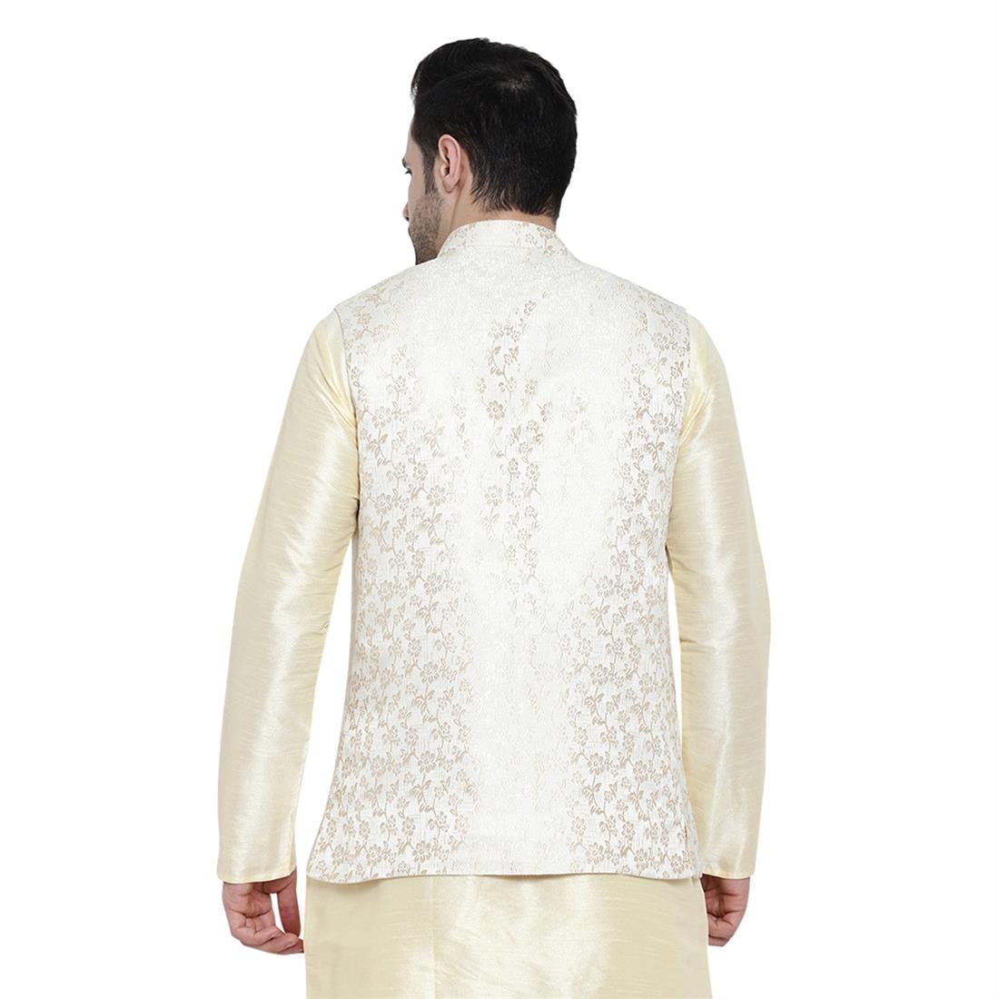 Cream Mens Brocade Waistcoat