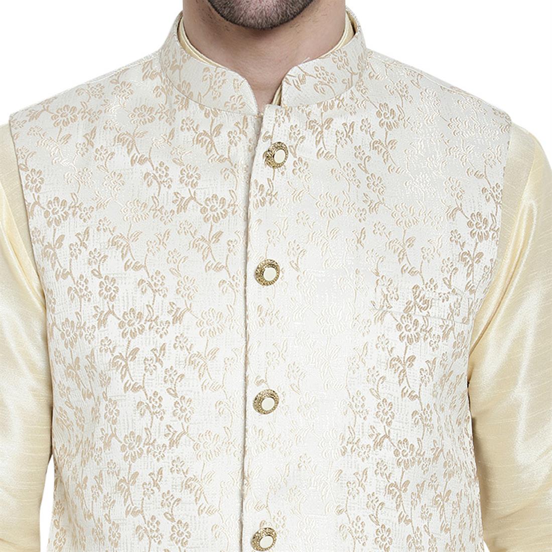 Cream Mens Brocade Waistcoat