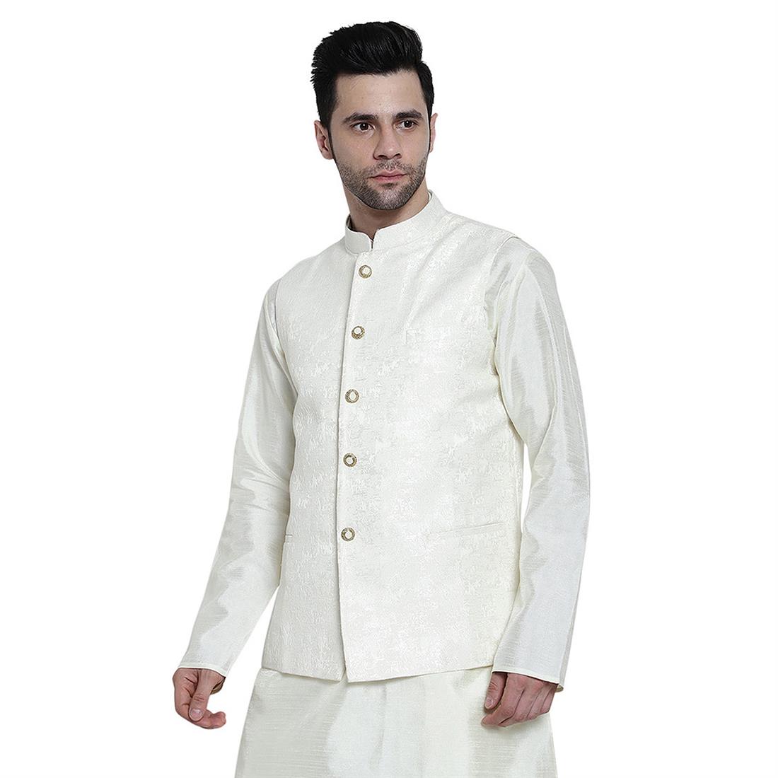 Off White Mens Brocade Waistcoat