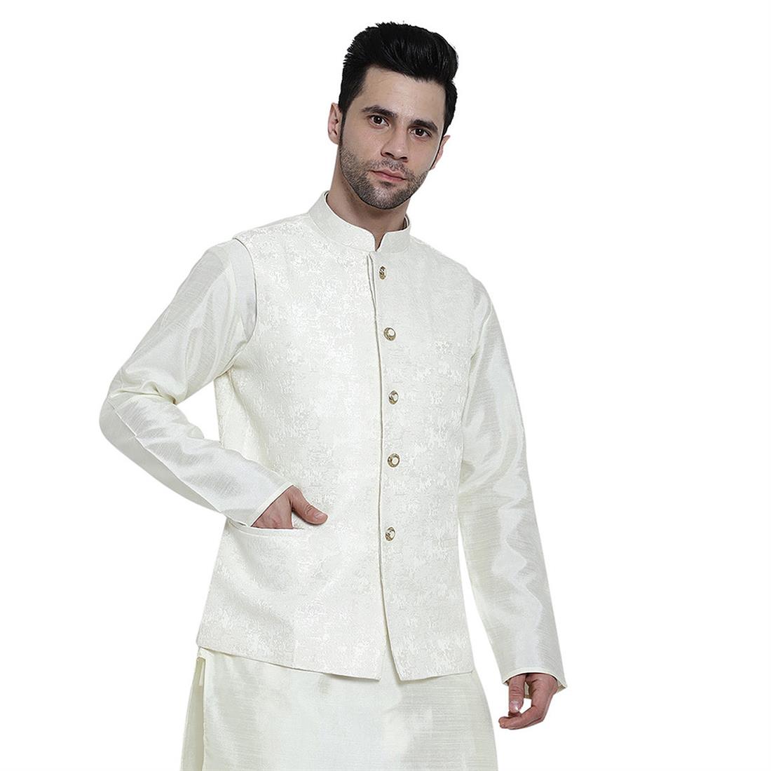 Off White Mens Brocade Waistcoat