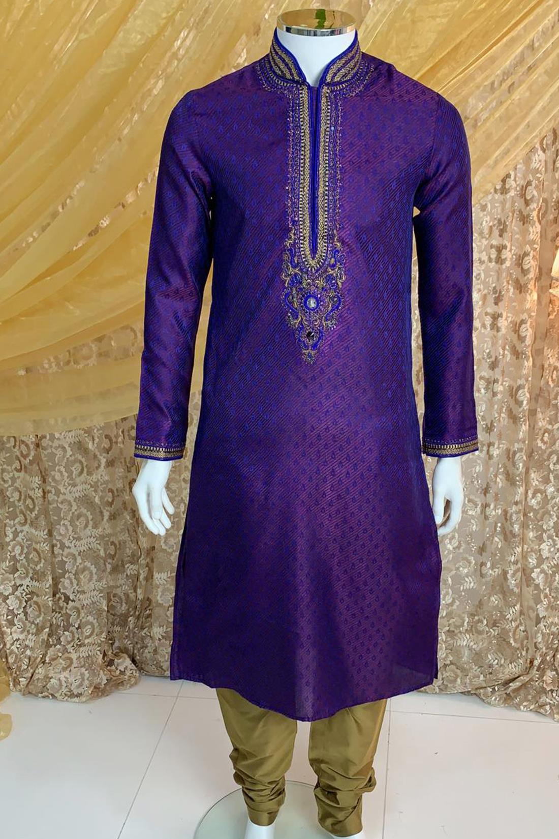 Purple Mens Kurta Pajama