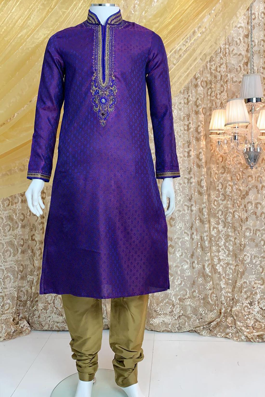 Purple Mens Kurta Pajama