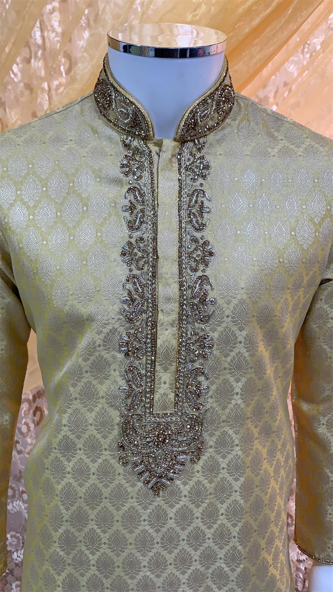 Gold & Yellow Mens Kurta Pajama