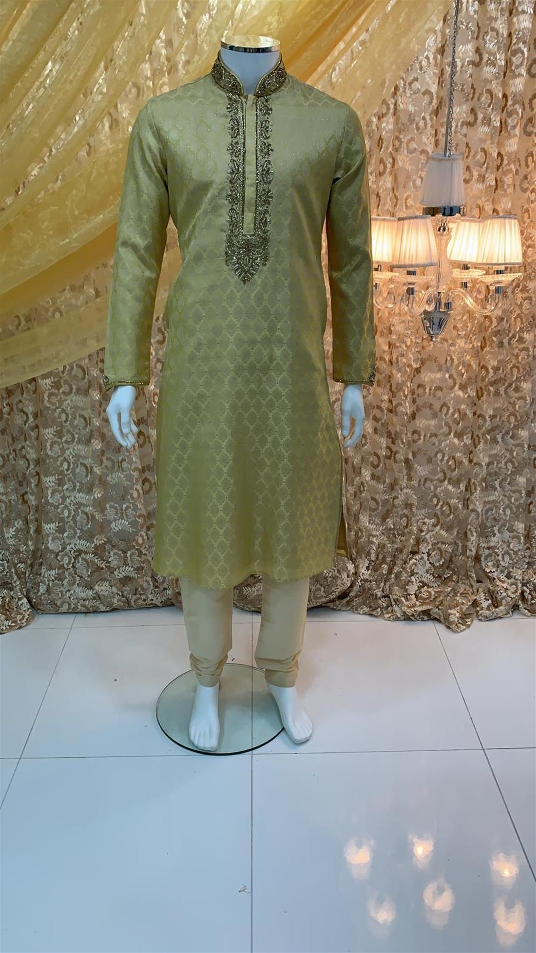 Gold & Yellow Mens Kurta Pajama