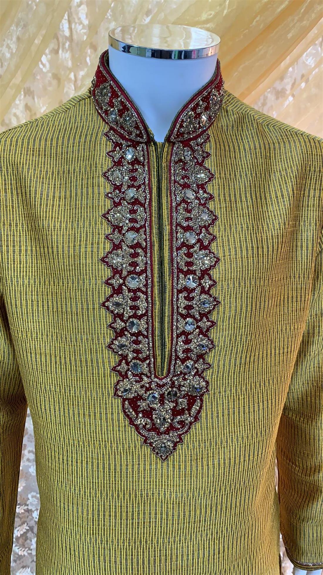 Yellow Mens Kurta Pajama