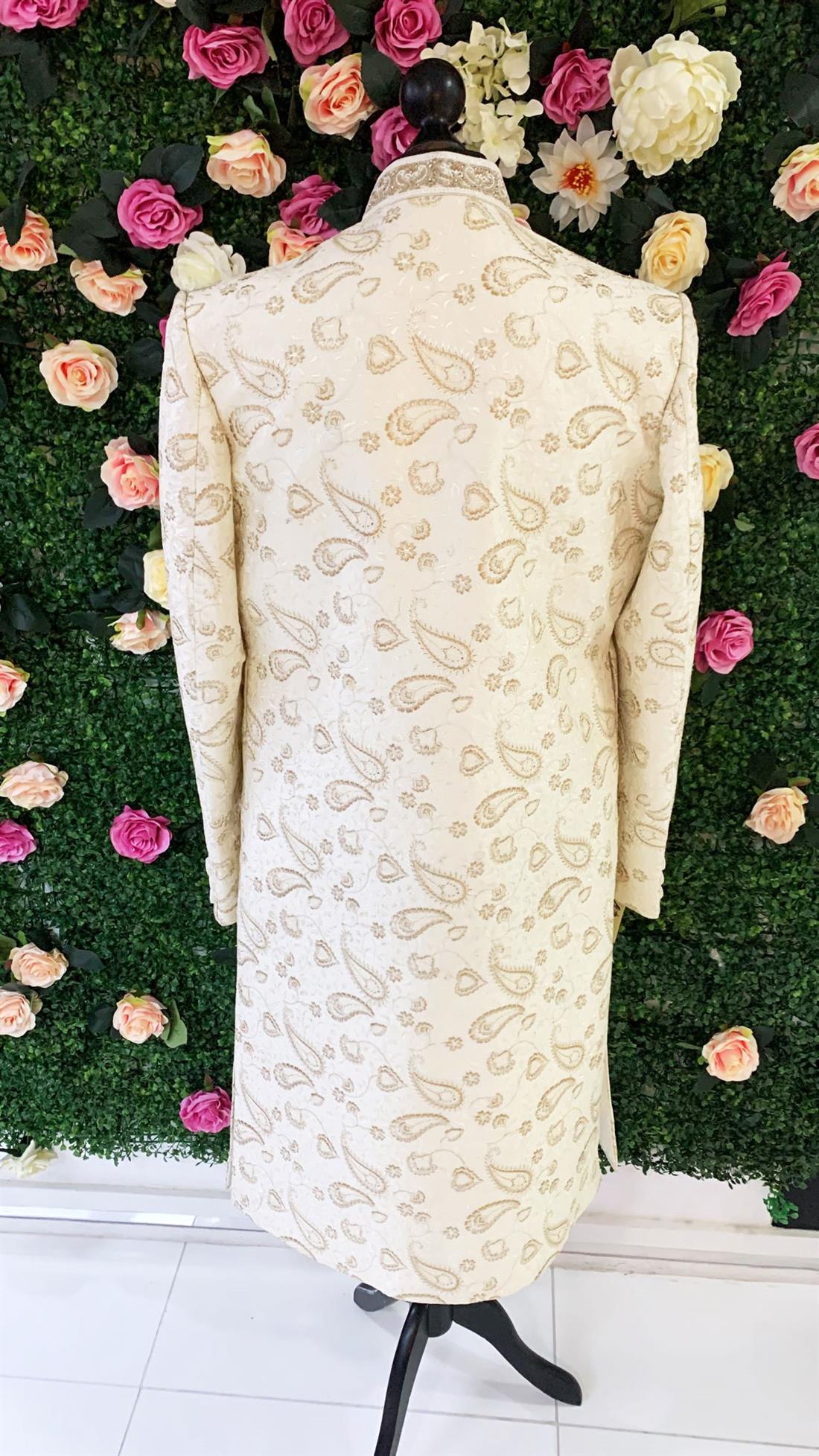 Ivory Embroidered Mens Sherwani