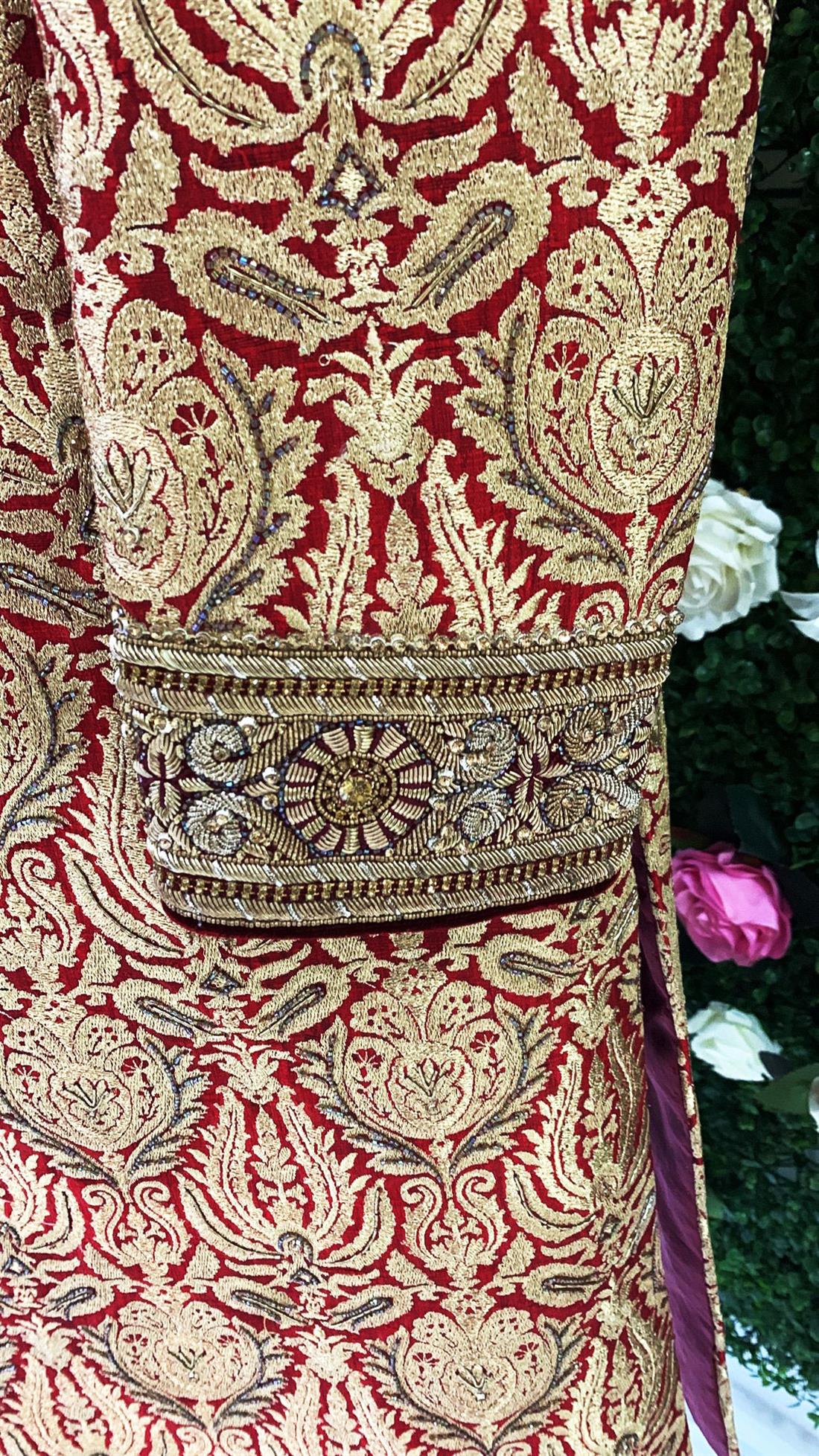 Gold Embroidered Silk Mens Sherwani